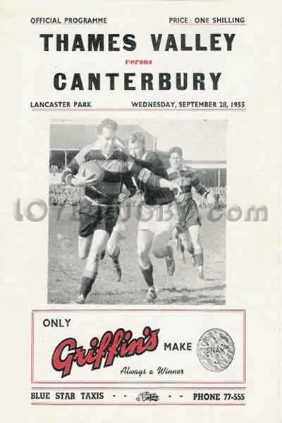 1955 Canterbury v Thames Valley  Rugby Programme